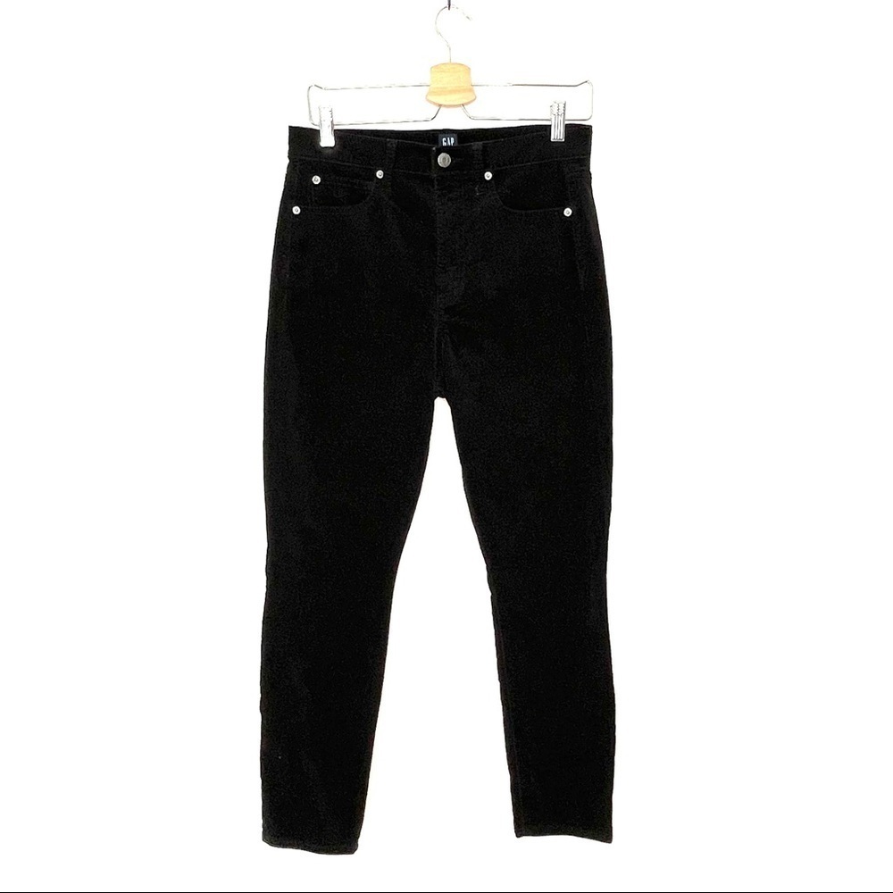 Gap | True Skinny High Rise Velvet Pants Jeans Black